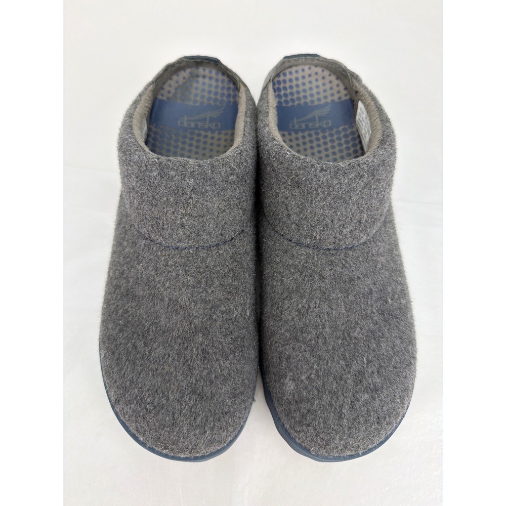 Dansko Lucie Clogs Women 38 Grey Wool Blend Slip On Comfort Mules Shoes